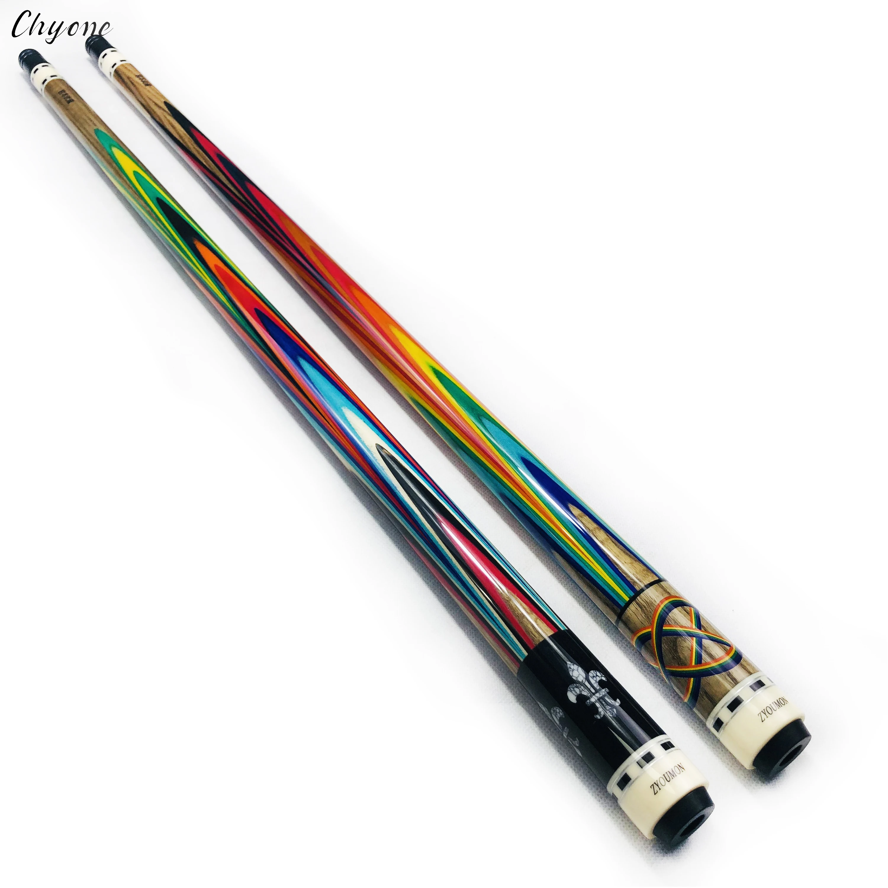 korea Carom cue Chyone custom rainbow design snake wood spliced billiard cue handmade pool cue