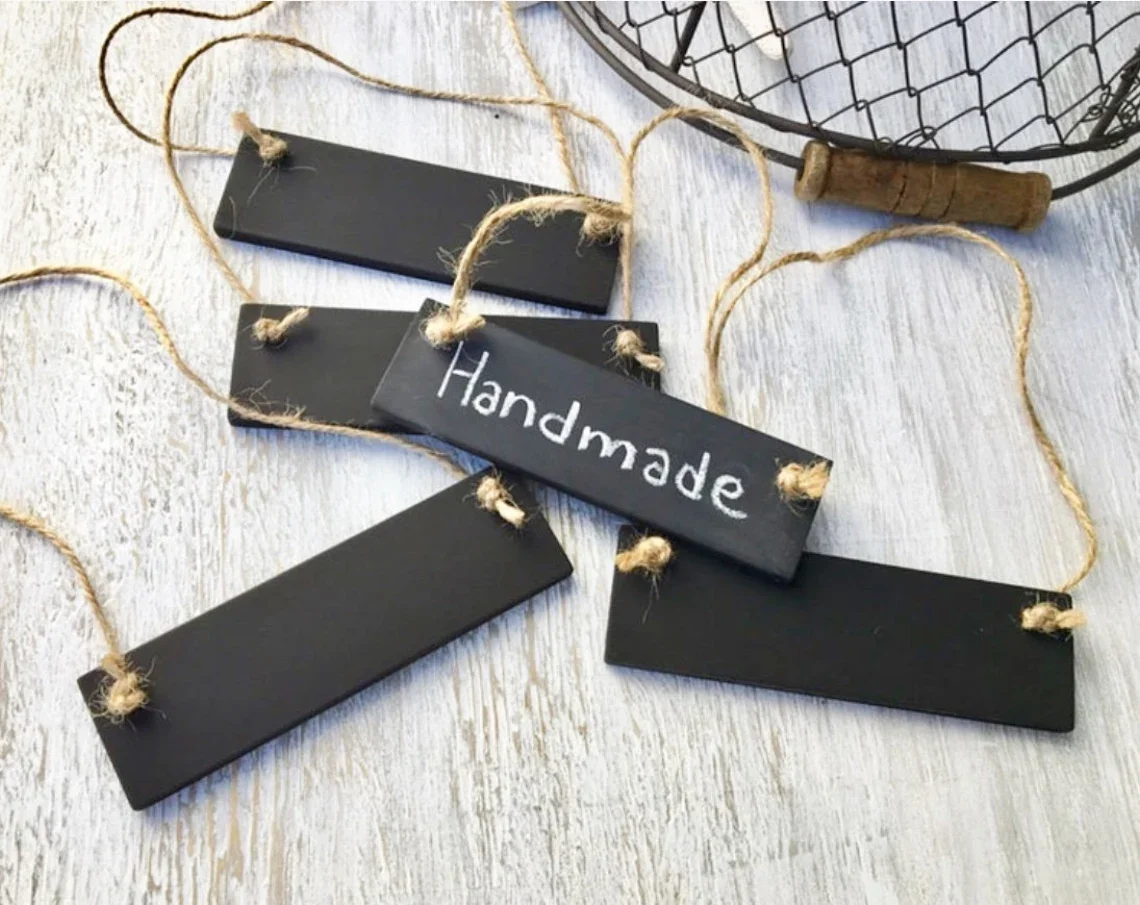 Home Organization Office Decor Home Decor Reusable Personalized or Blank Mini Hanging Chalkboard Tag Sign with Jute Twine