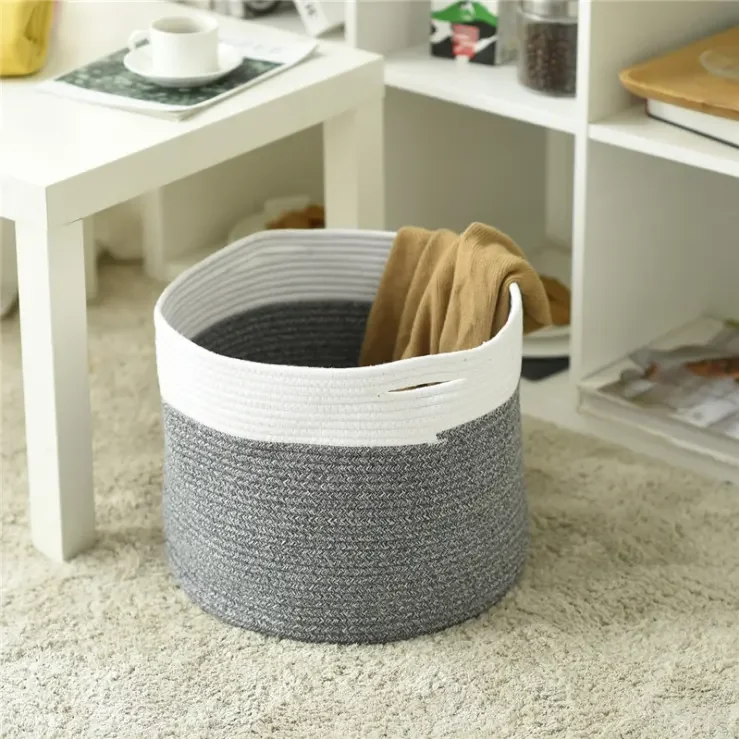 High Quality Basket Cotton Rope Laundry Kids Toys Cotton Rope Storage Basket Washing Basket