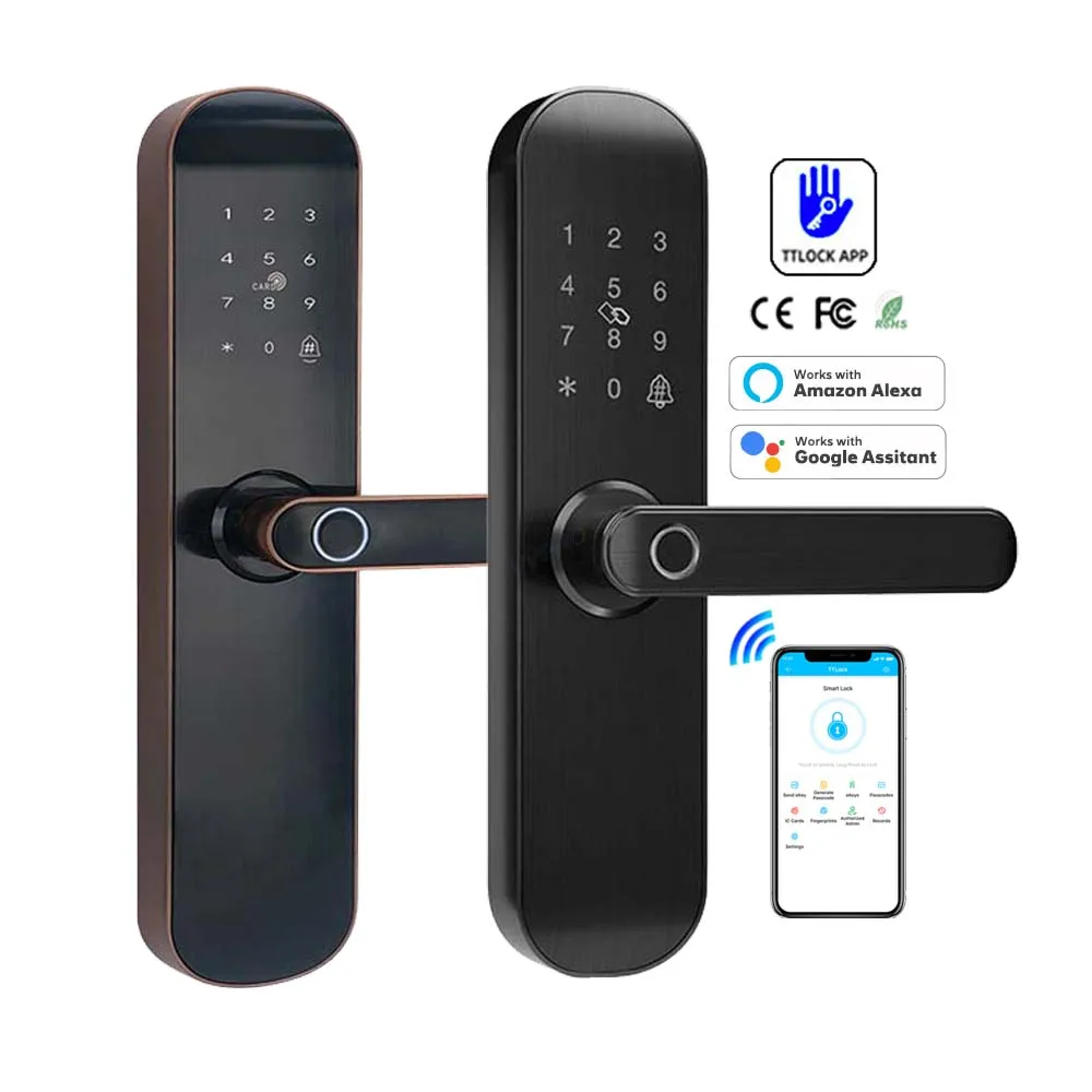 TTLOCK VV18M Smart Door Lock WiFi Ble Electronic Fingerprint Digital Lock with Alexa Google Home