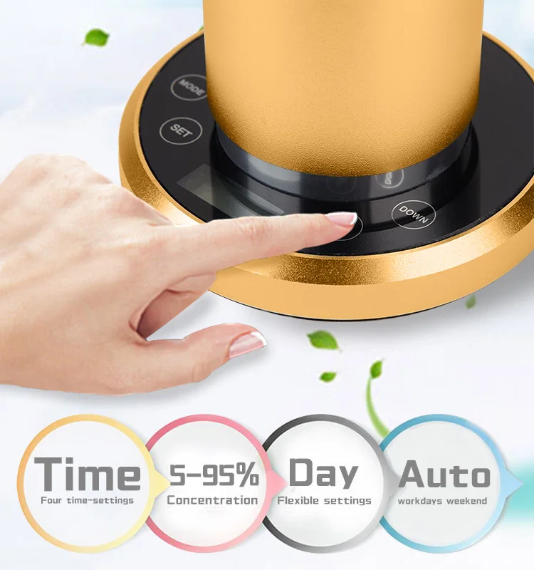 Cylinder Aluminum 120ml Cool Mist Electric Essential Oil Nebulizer Hotel Home Scent Diffuser Machine with LCD Touch Screen