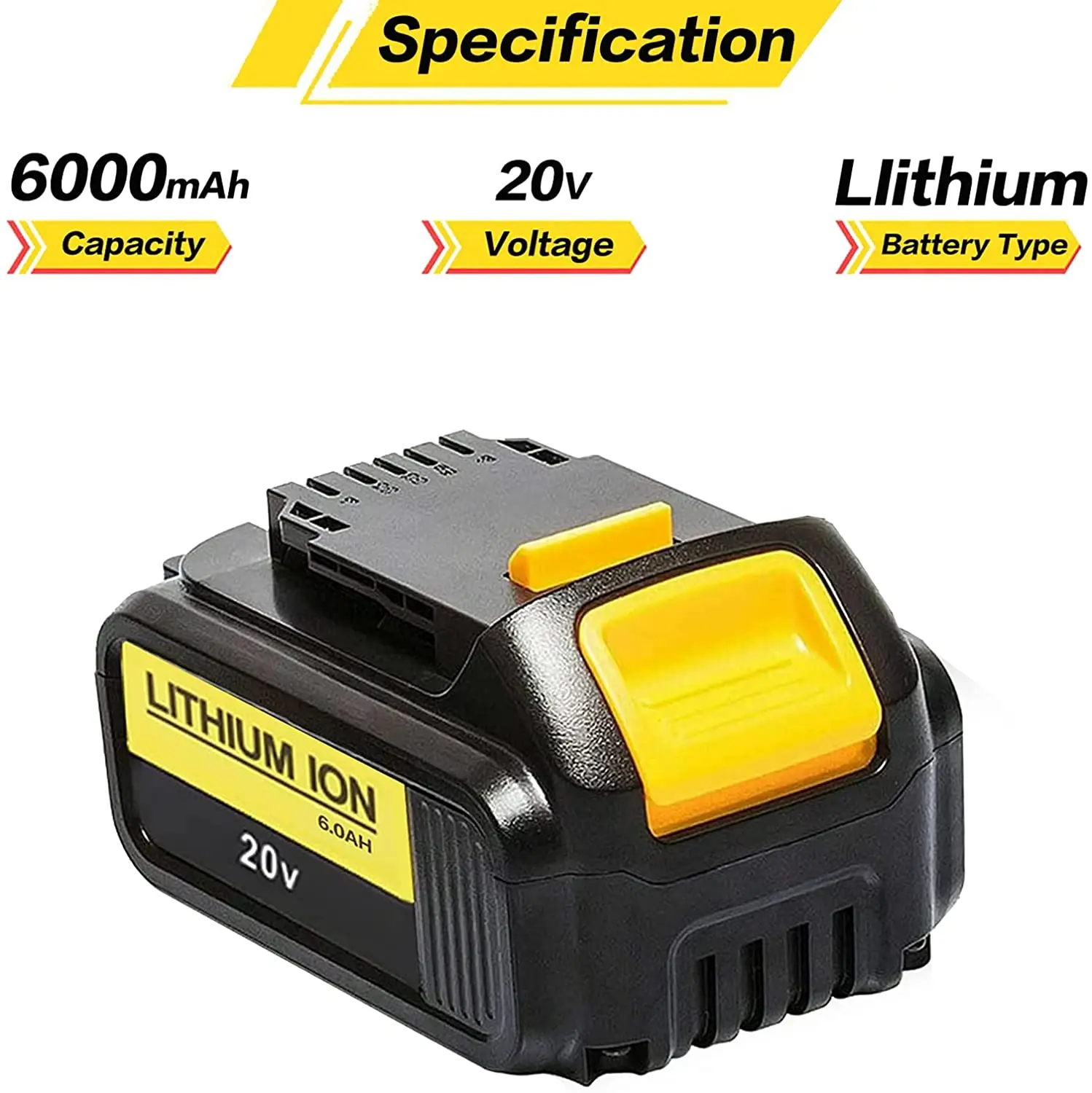 20v 6000mah Power Replacement for Dewalt Tool Li-ion Battery Cordless Parts Dcb200 Dcb201 For Dewalt Cordless Drill Battery