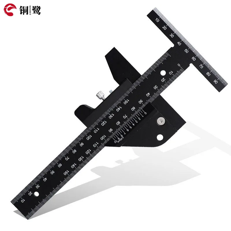 KEGRET T Type Multifunction Measuring Marking Framing Ruler Aluminum Woodworking Scriber Gauge for Carpentry Measuring Tools
