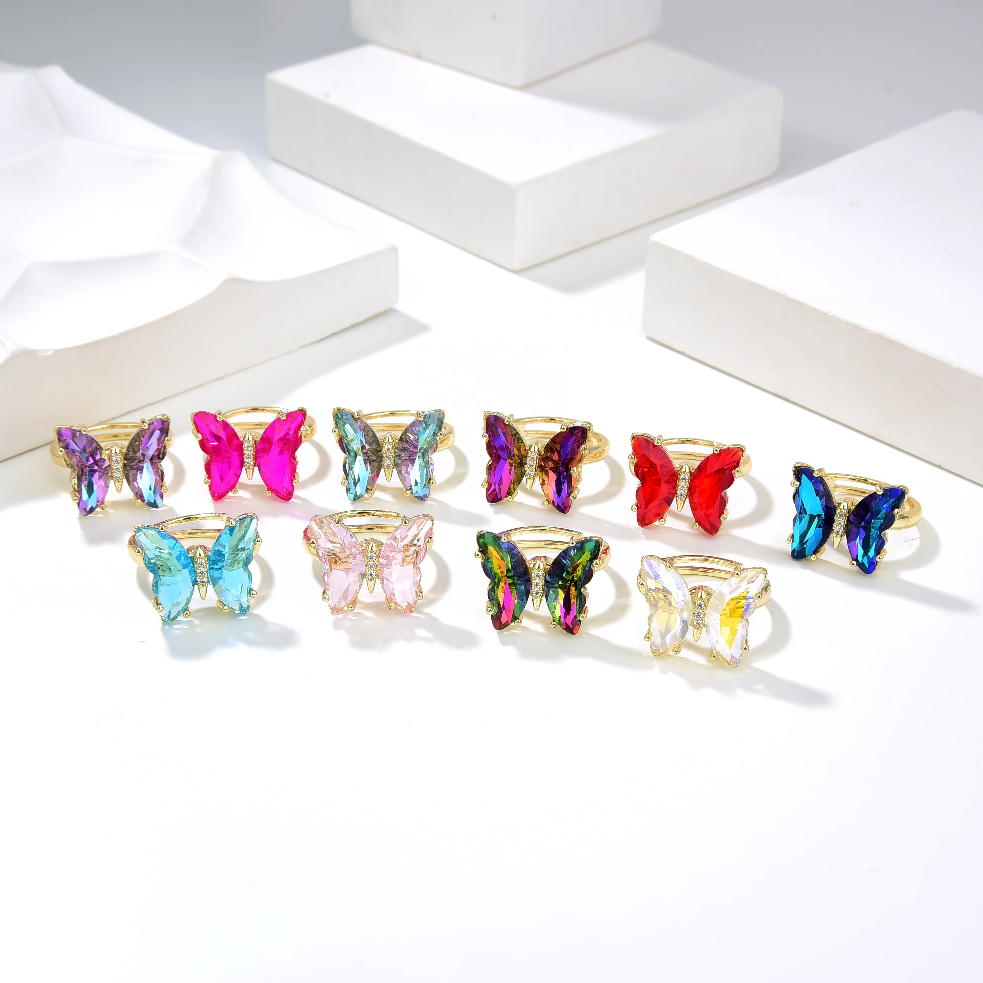 TikTok Fashion Jewelry Fidget rotate Ring Ring Rotating Adjustable Butterfly Fidget Ring for Girl