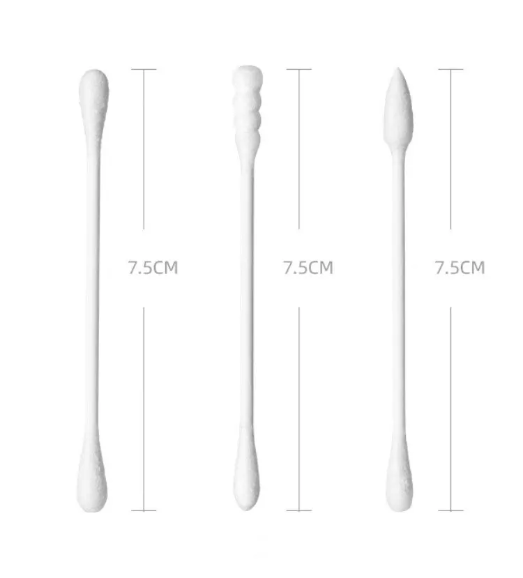 100 Counts friendly Stick Q-tip Dual Ends Cotton Swab In Bio-degradable Paper Box