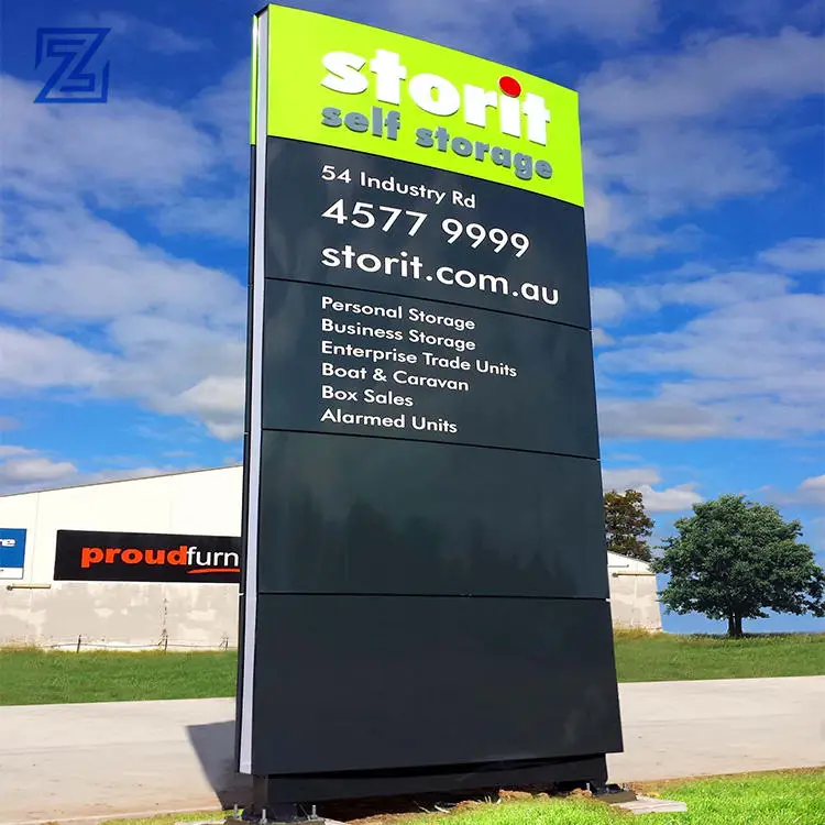 aluminum pillar acrylic illuminated logo double side display 3d pylon sign