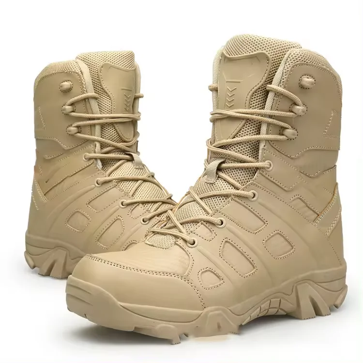 Tactical Boots with Anti-Shock PU and Rubber Sole Strong Canvas Upper Material