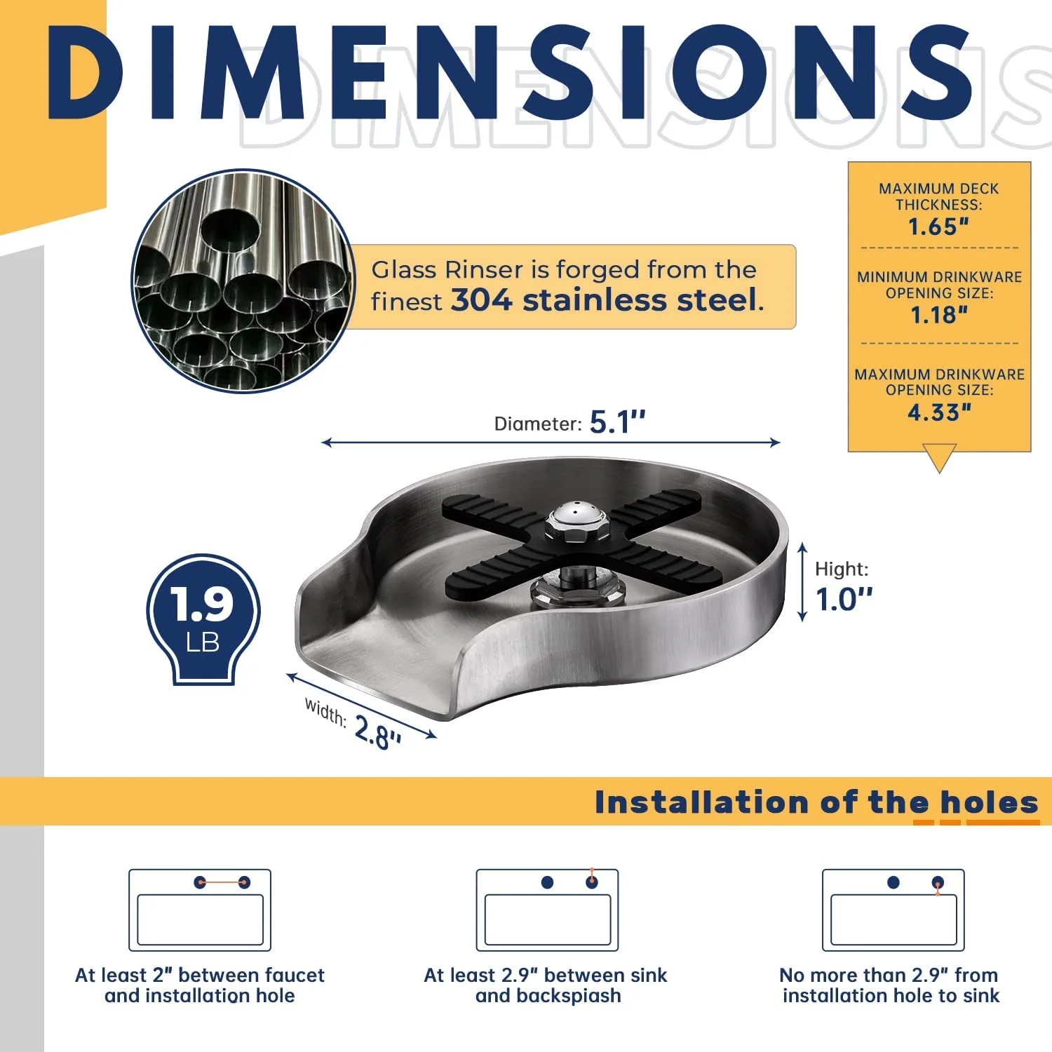 Metal Kitchen Sink Glass Rinser,Bottle Washer,Stainless Steel