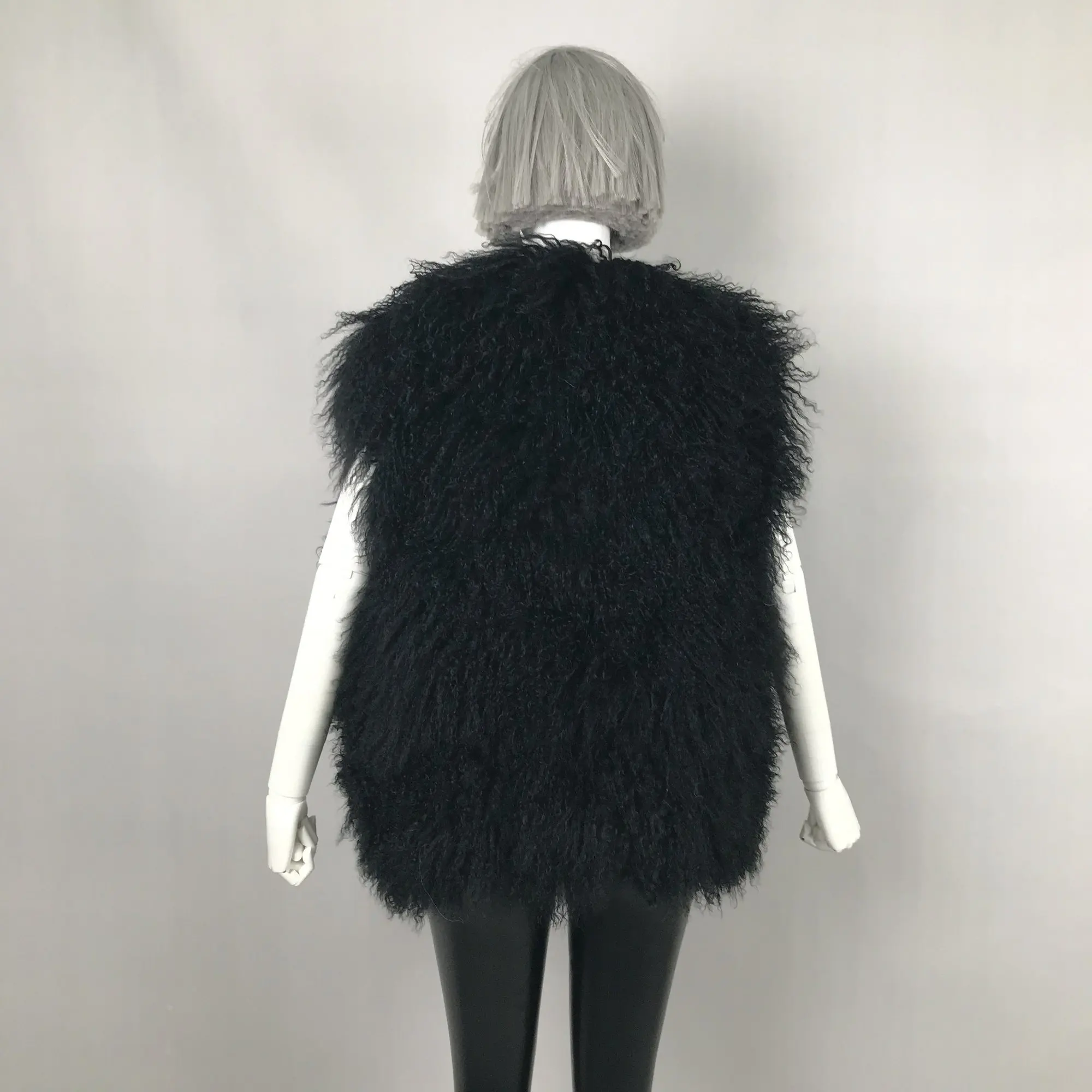Custom Classic design Long style  Mongolian lamb fur vest women winter real sheep fur MONGOLIAN LAMB VEST for lady fashion