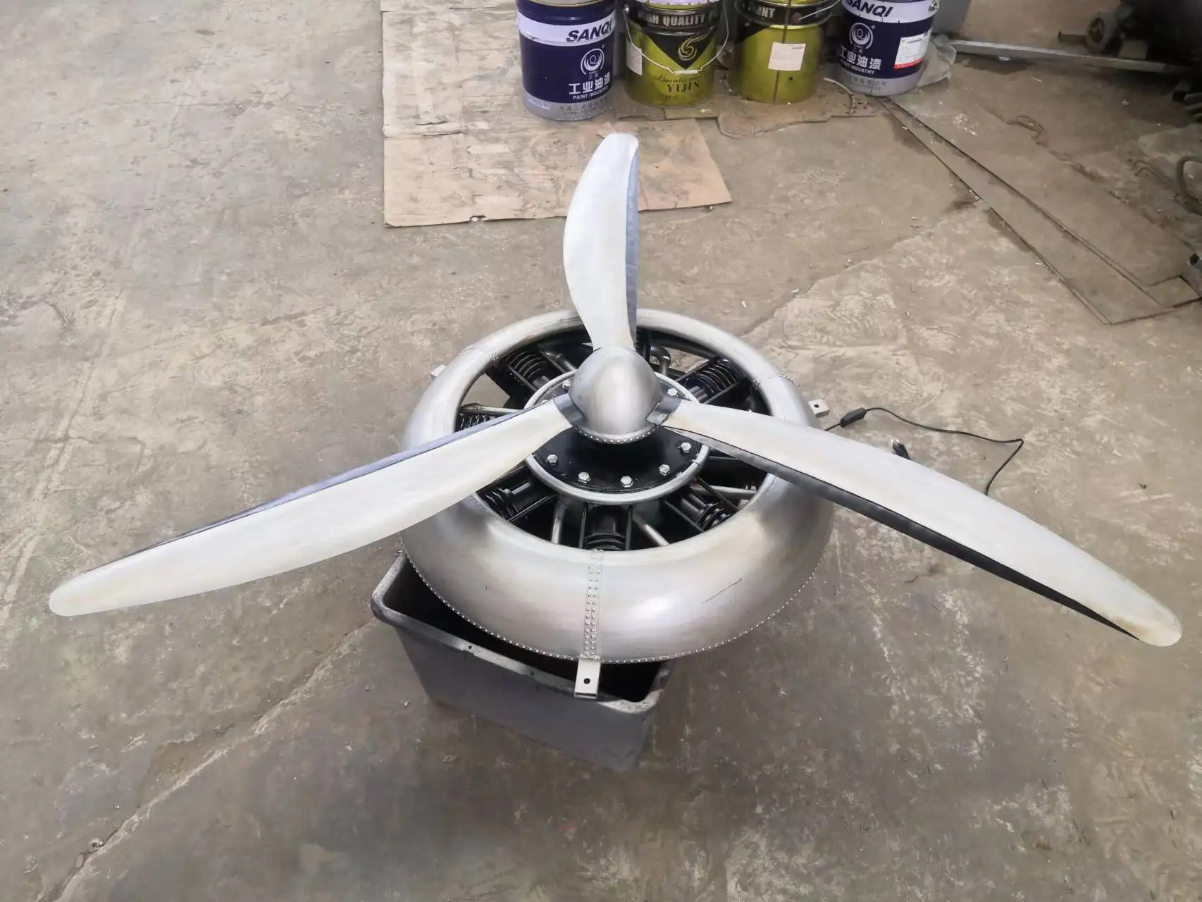 Antique Home Decor Ornament Electric propeller Crafted Metal Sculpture Iron Vintage Art Customized size