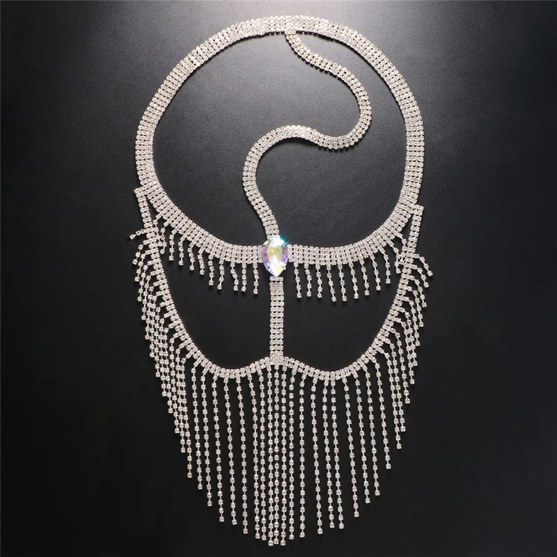 Masquerade Belly Dance Crystal Tassel Face Masking Hair Accessories Headdress Halloween Party Rhinestone Piece For Girls