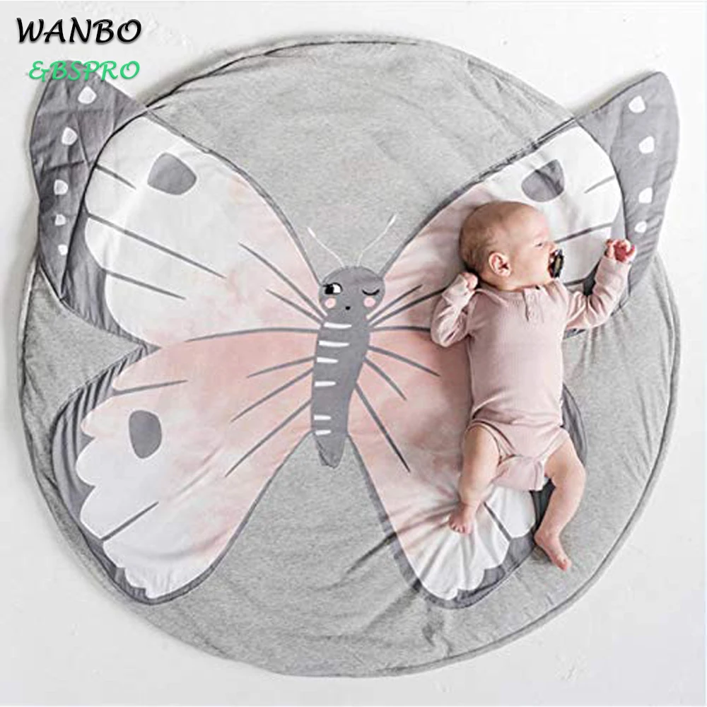 
BSPRO #CCM0405 cuntom printing butterfly polyester soft floor baby play mat 