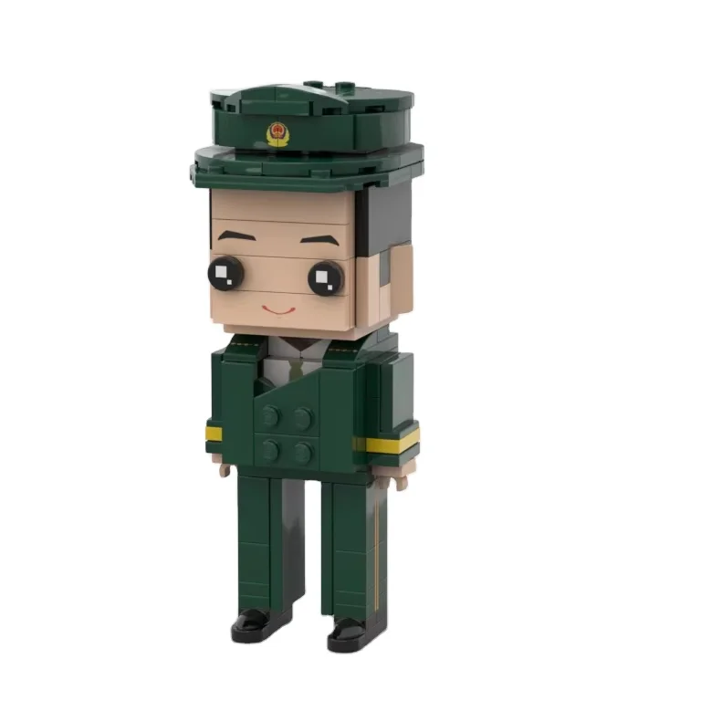 Square Brick Head  2024 Anime Policeman  Figure Character Model Educational Toy Assemble Building Block Set