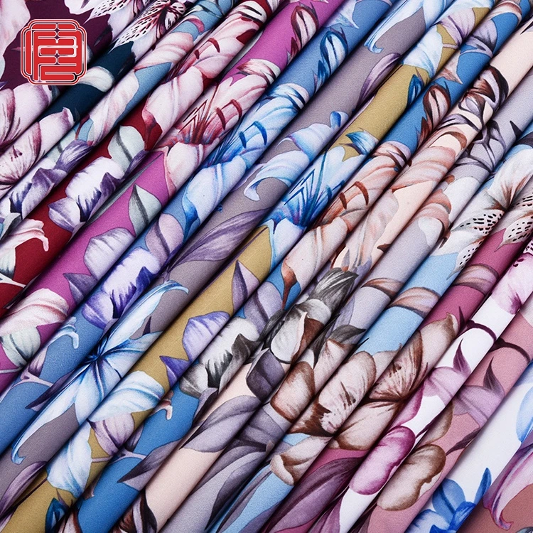 Wholesale Super Soft Stretch Lightweight Digital Printing Flowers Printed Polyester Fabric