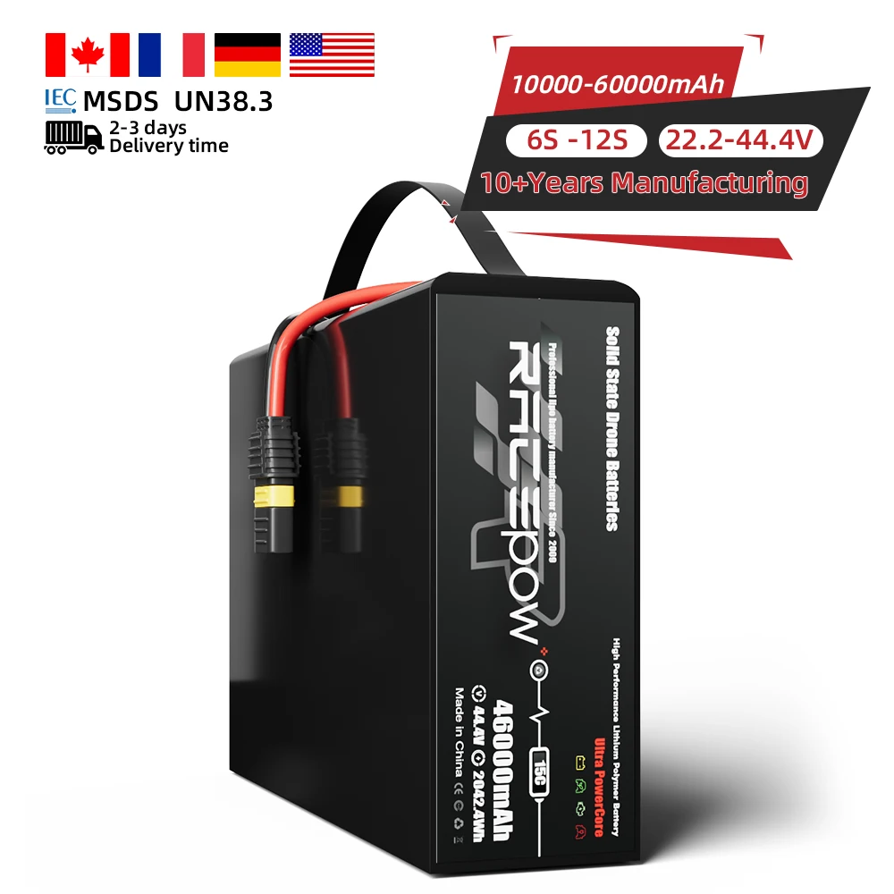 Настраиваемый 6S 12S 22 2 V 15C 22000mAh 45000mAh полутвердотельный Липовой Аккумулятор для мульти-роторного Дрон-робота