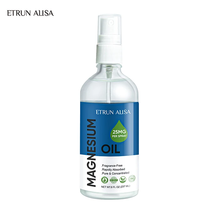 ETRUN ALISA Private Label Organic Foot Body Magnesium Oil Chloride Absorption Therapy Massage Pain Relief Body Oil