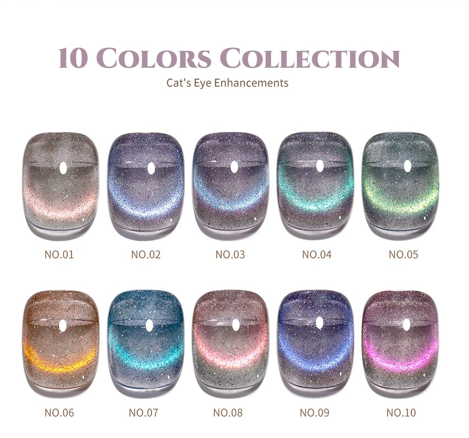 MyBeautyNails Wholesales Gel Nail Polish Set Magnetic 9D Disco Reflective Aurora Spar Gold and Silver Cat Eye Nail Colour
