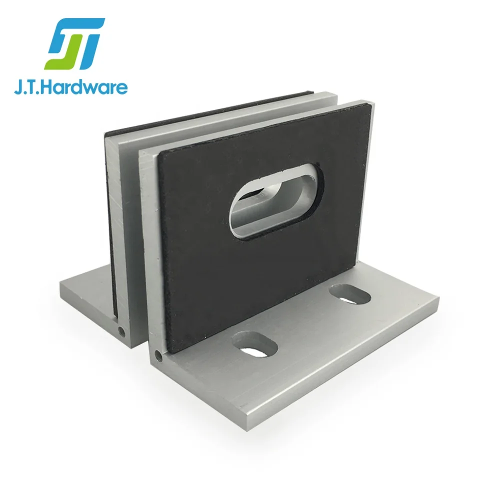 Установка алюминиевого напольного и стеклянного коннектора с фиксированными стеклянными панелями