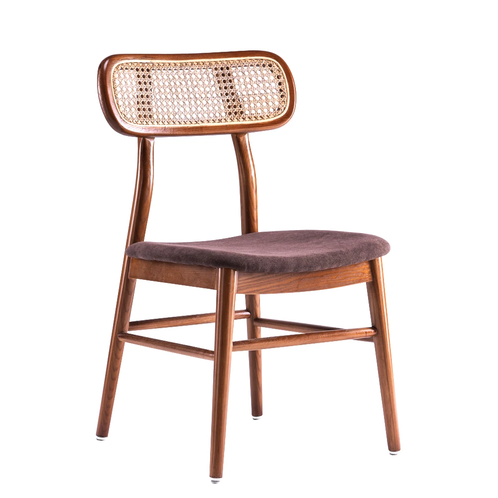 Hot new products for 2021 indoor rattan folding chair vintage wooden leather dinning chairs