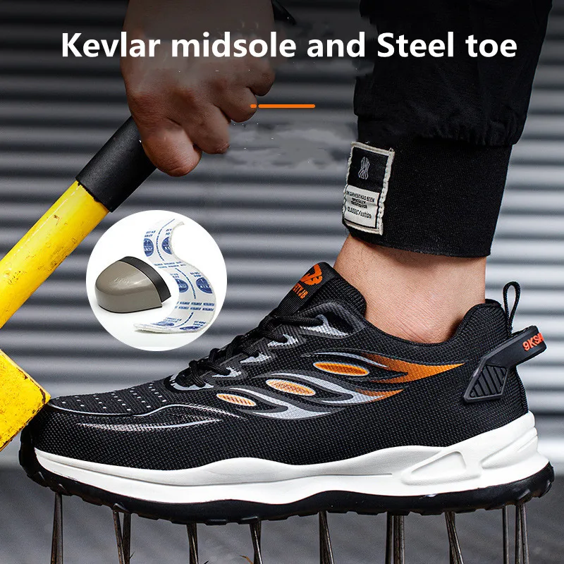 Custom Logo Brand Label Stylish Anti-Slip Mesh Working Safety Shoes Breathable Wearable Platform Cheap Safety Shoes Women Work