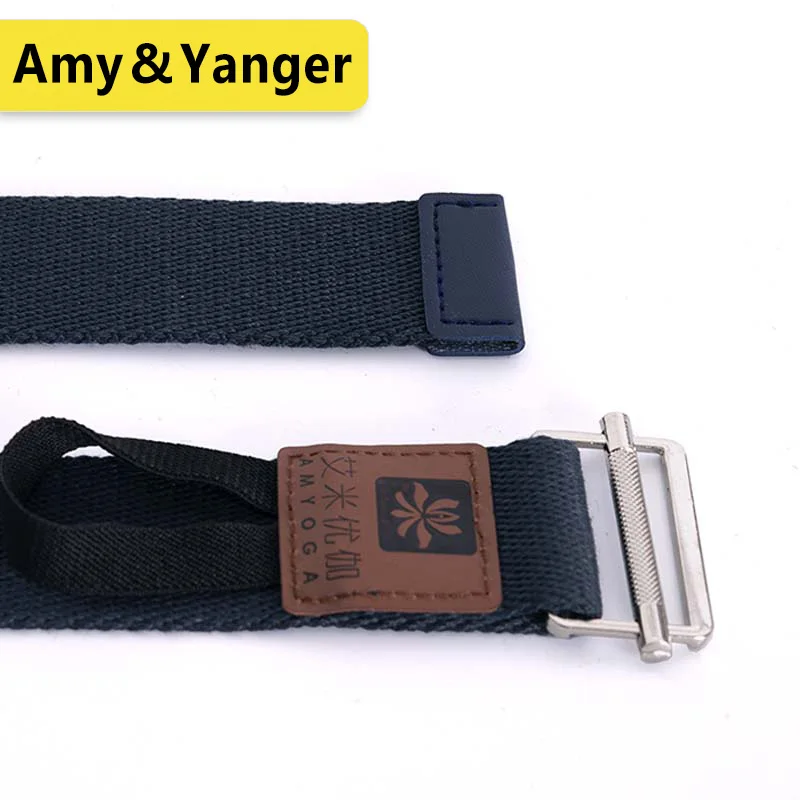 
BSCI factory new design nylon cotton yoga stretch strap strong durable yoga belt new buckle 