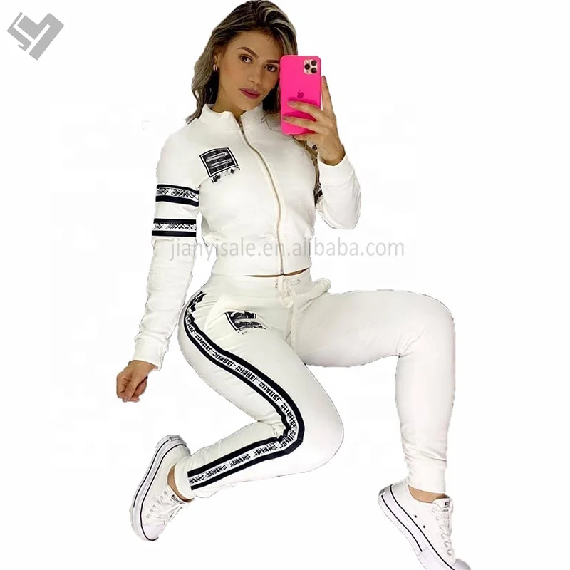 Hot selling Fall Winter Designer printing full sleeve zipper up two piece pants set Luxury Brand Joggong Suit womens clothing