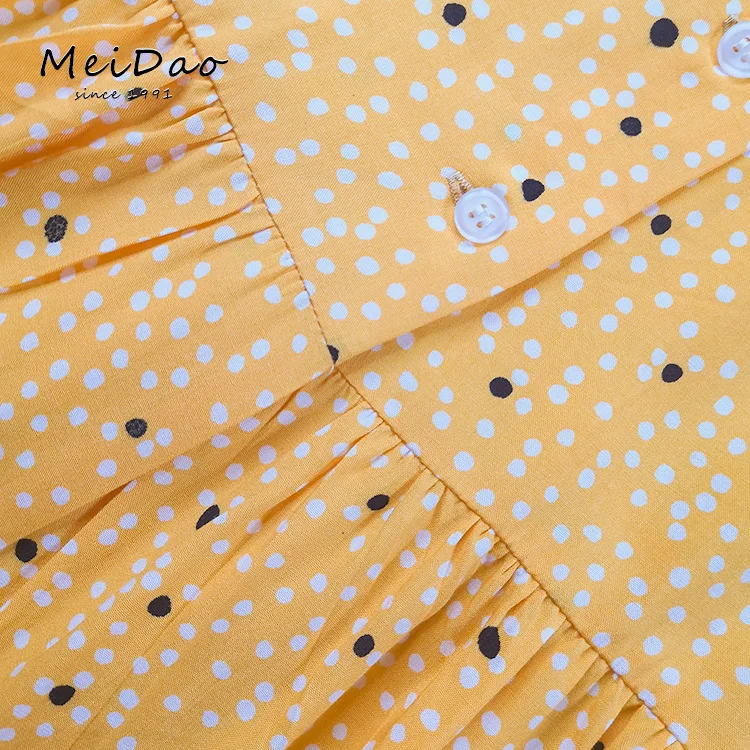 MEIDAO-140161 Yellow Printing Long Spring Dress