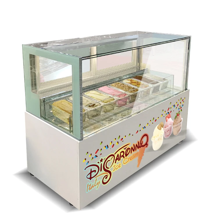 Yourtime 7 Pan Ice Cream Display Showcase Freezer Gelato Fridge Freezer Ice cream Display Freezer Refrigerator