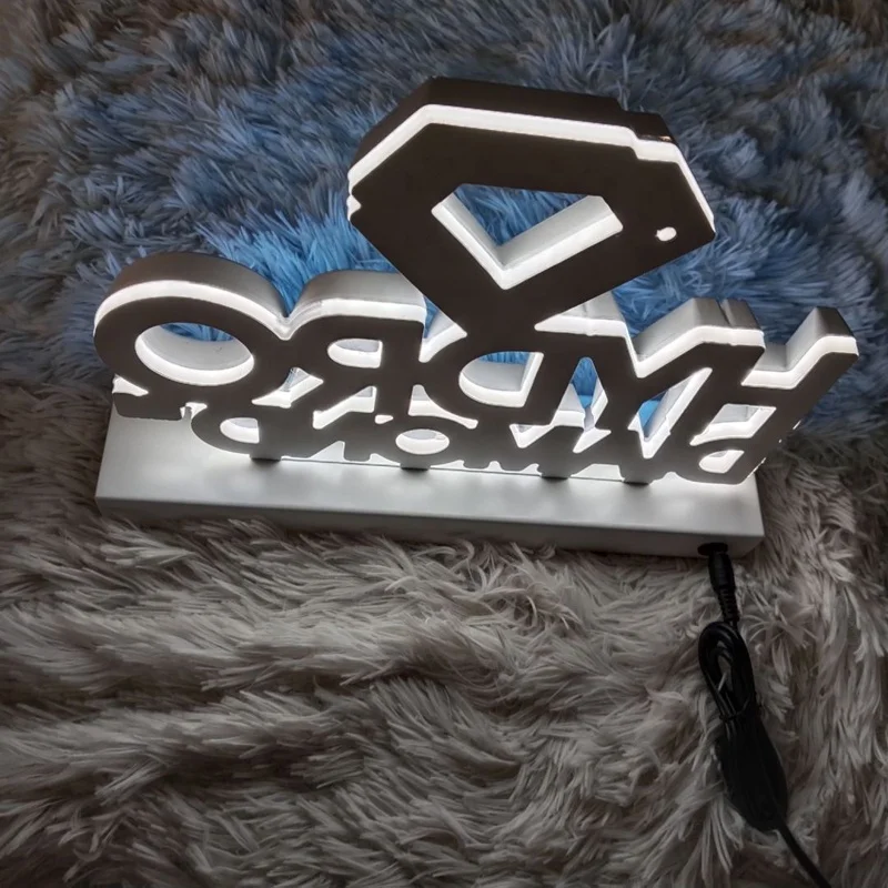 Kexian Custom Led Table Top Standing Sign LED Channel Letter Countertop Business Logo Indoor Shop Name Display Desk Top LED Sign