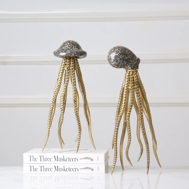 Nordic decoration home art craft resin interior shell octopus pieces for decoration