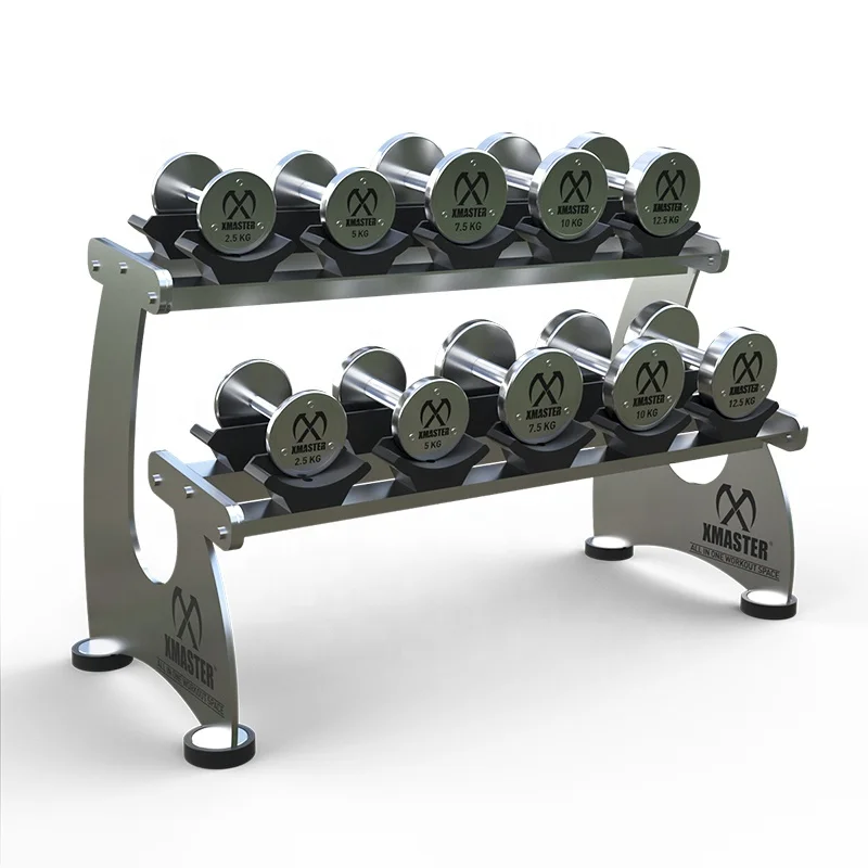 Commercial Gym Fitness Equipment Steel Dumbbell Rack with 2 Layers 10 pairs
