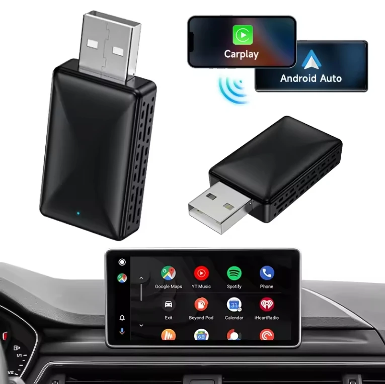 2024 New Release Wireless Carplay & Wireless Android Auto 2 in1 WiFi Dongle for Car Android Player Plug and Play