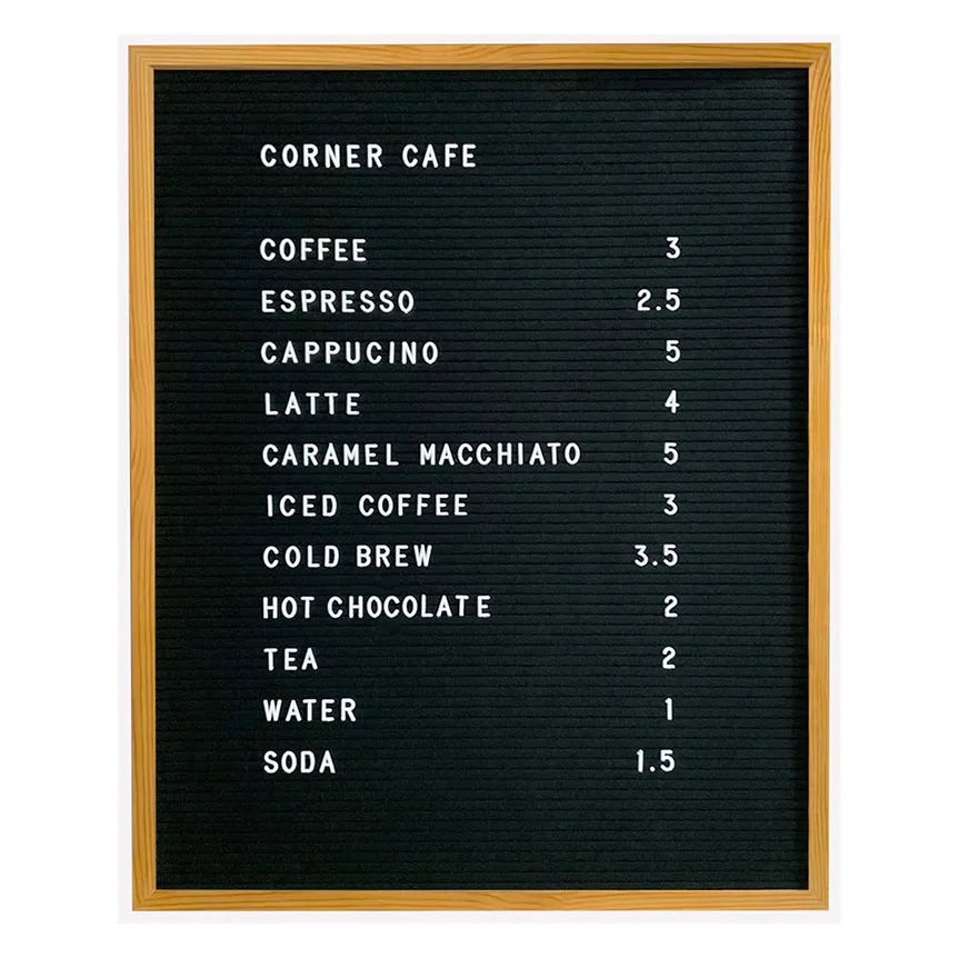 Letter Board 24x30 Changeable Letters And Numbers Salon Price List Board Oak Frame Letterboard Menu For Restaurant
