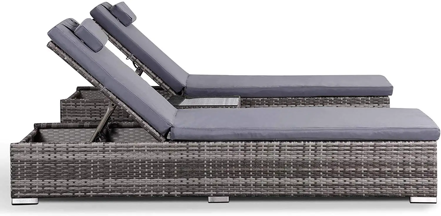 
Poly Rattan Sun Lounger Wicker Long Chair 