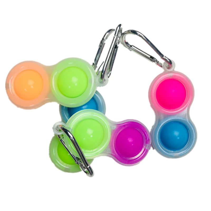 Mini Shiny Push Kids Pop Fidget Key Ring Handheld Toy Push Lustre Luminous Pop Keychain Simple Dimple Glow in the Dark