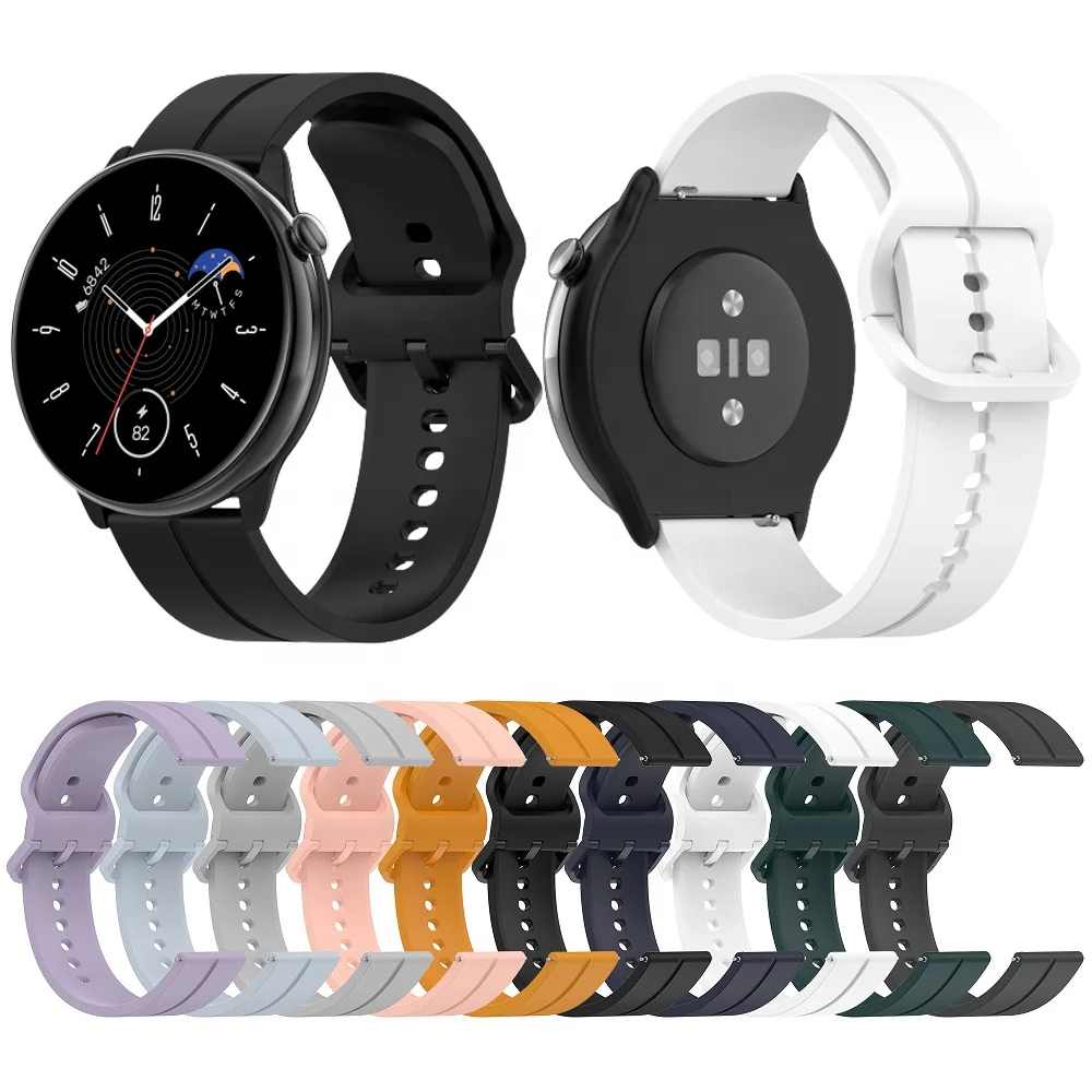 20 мм 22 чистый цвет Спортивный Браслет замена ремешок для Amazfit GTR мини цветной пряжкой силиконовый часов