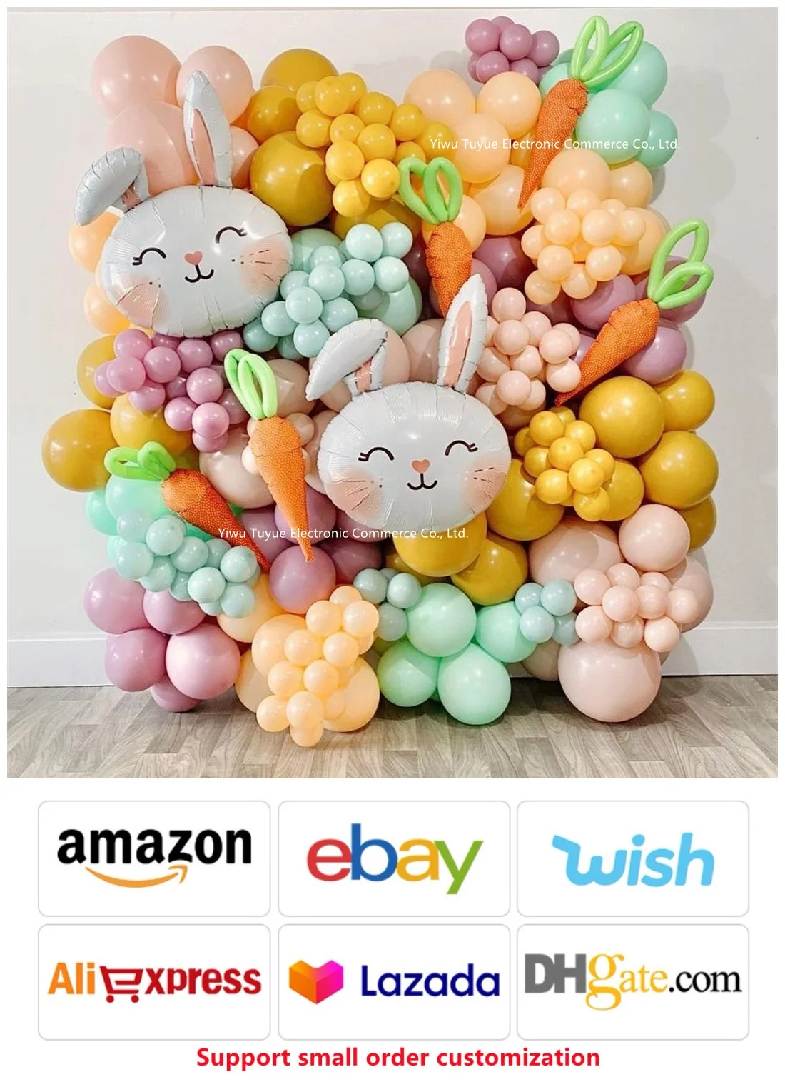 Bunny Rabbit egg balloons led light candy bag box Carrot gift for kid birthday new year Happy Easter Party Anniversary decor