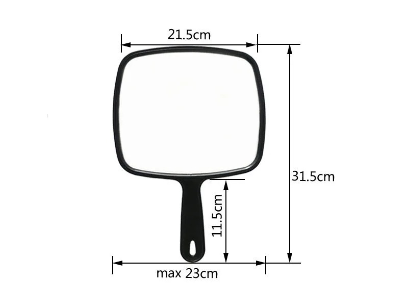 Custom Logo/Packing Hand Mirror Extra Large Black Salon Barber Hairdressing Handheld Mirror with Handle