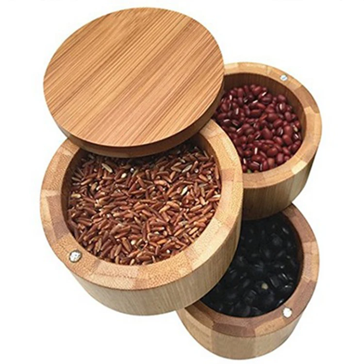 
Factory wholesale custom logo spice jar 3 layers bamboo spice containers 