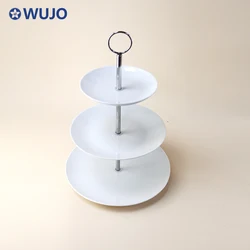 Wholesale Porcelain Wedding Cake Display Plate 3 Tier Round Ceramic Cake Plate Stand