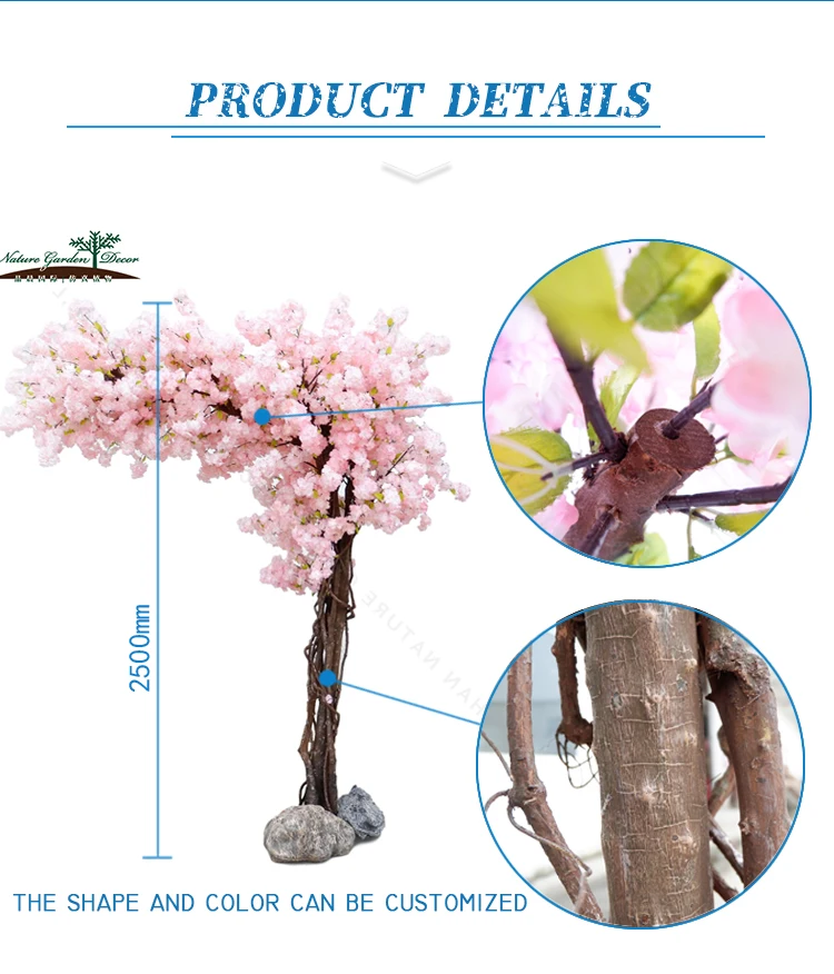 Cheap Artificial Light Pink Plants Flower Branches Backdrop Decoration Red Silk Cherry Blossom Tree