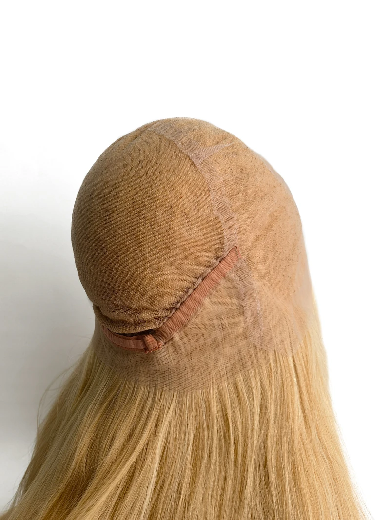 Blond Virgin Human Hair Realistic Lace Base Front Silk Top Woman Full Wigs