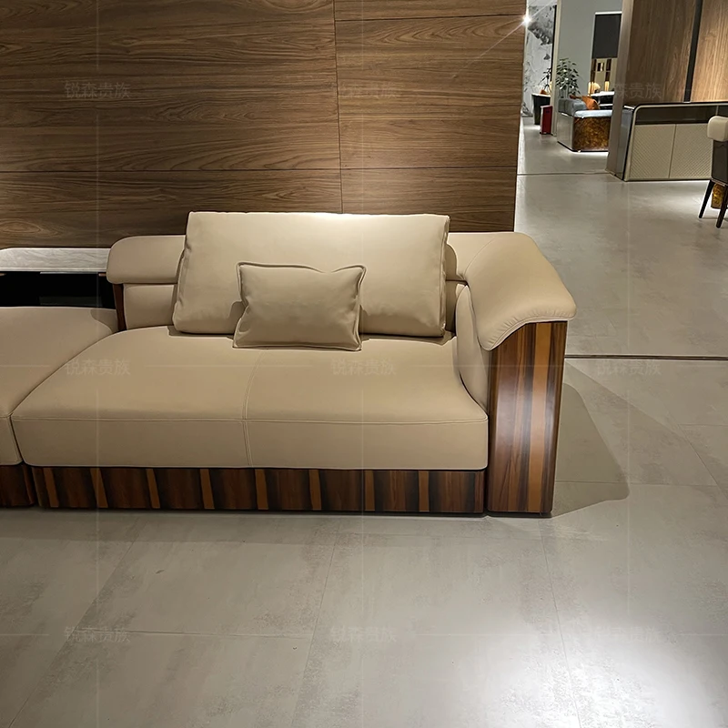 MO LAN Light luxury villa large family Bentley postmodern living room corner leather sofa furniture