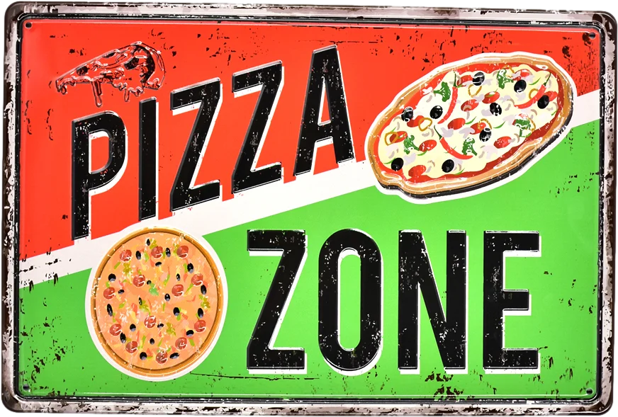 Pizza Zone Flammable 3d Embossed Retro Beer Poster Wall Decor bar Pub Car Metal Tin Signs Home Metal Sign