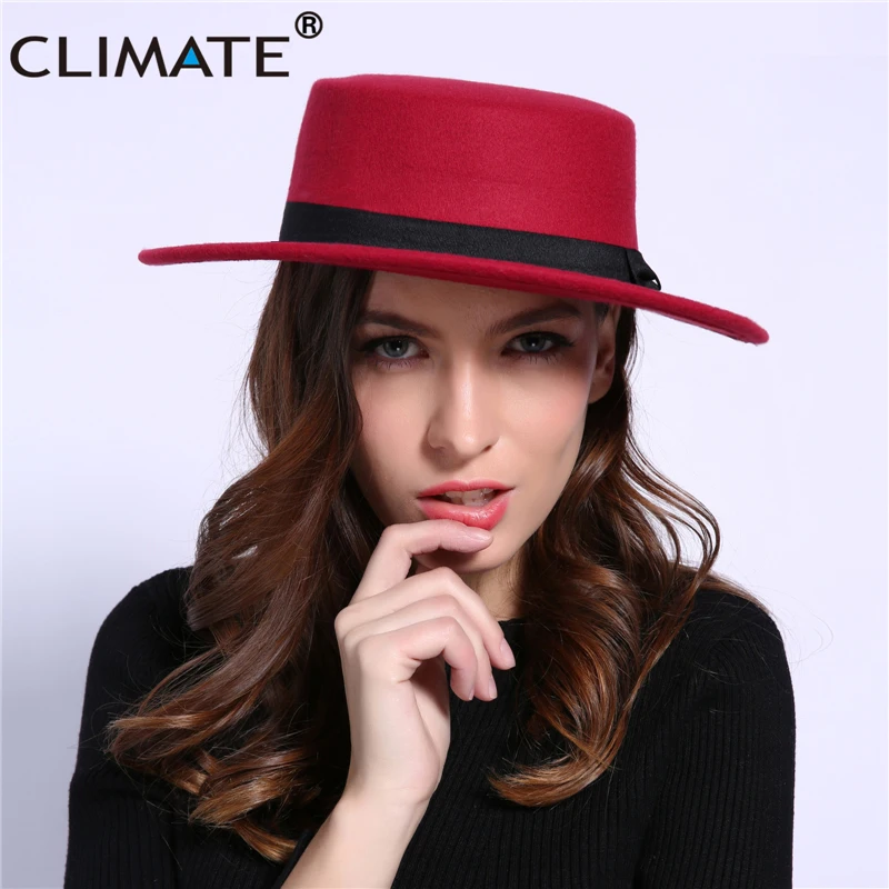 CLIMATE Women Cowboy Jazz Ladies Jazz Fashion Fedora Hats for Woman Man Fedoras Cap Polyester Woolen Cap Hat Cowboy Fedora