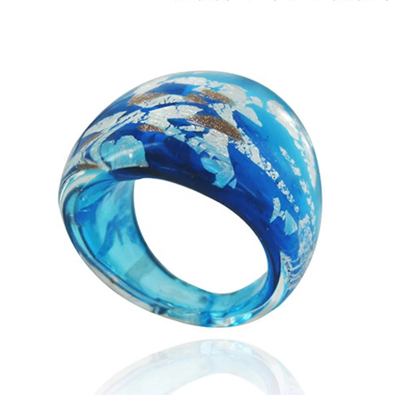 Multicolor lampwork art Crafts Dome Murano Glass Ring
