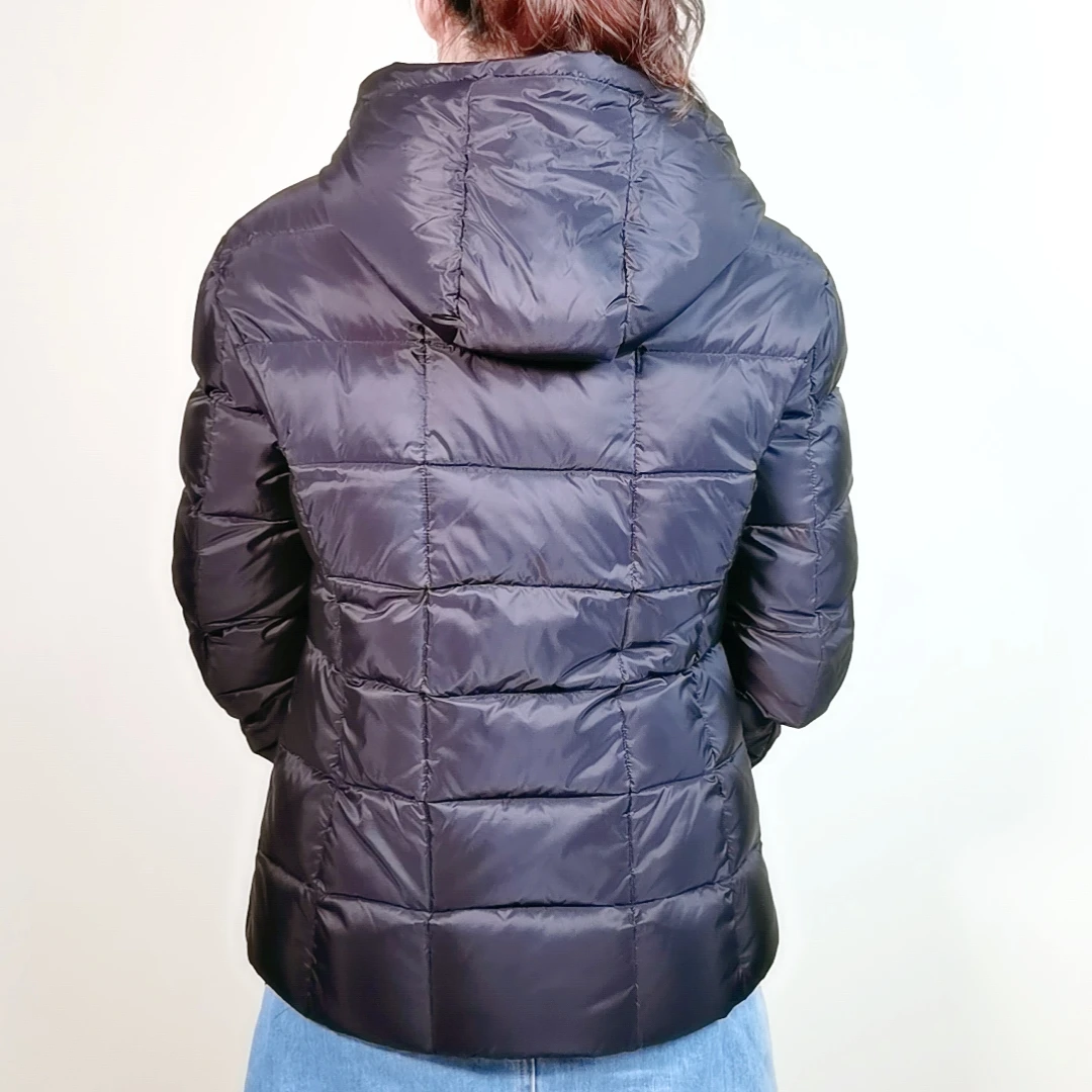 Winter women black packable  short custom logo puffer down quilted jacket shiny thick crop quilted jacket