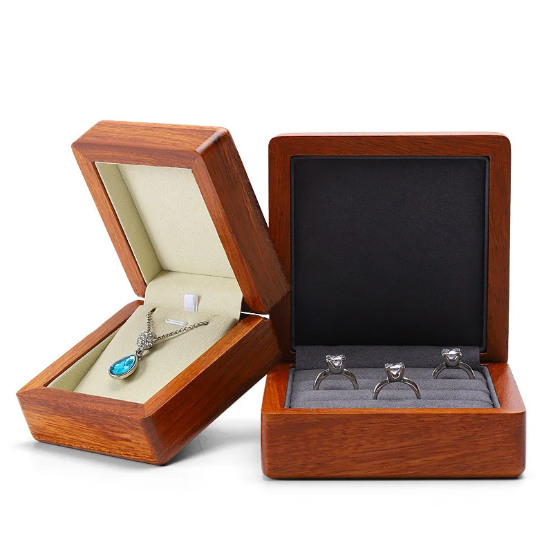 China Wholesale Multi Positions Ring Pendant Jewelry Box Organizer Luxury Wooden Storage Jewelry Ring Gift Box With Magnetic Lid