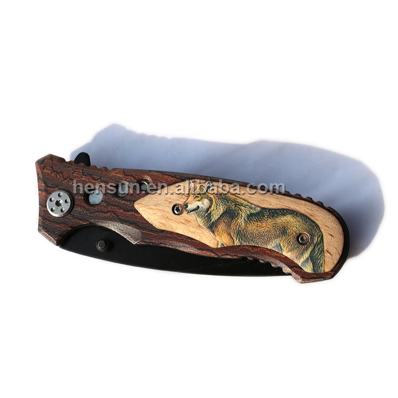  Knives Pocket Wood Wooden Handle Folding Foldable Blade Stainless Steel Knife Survival