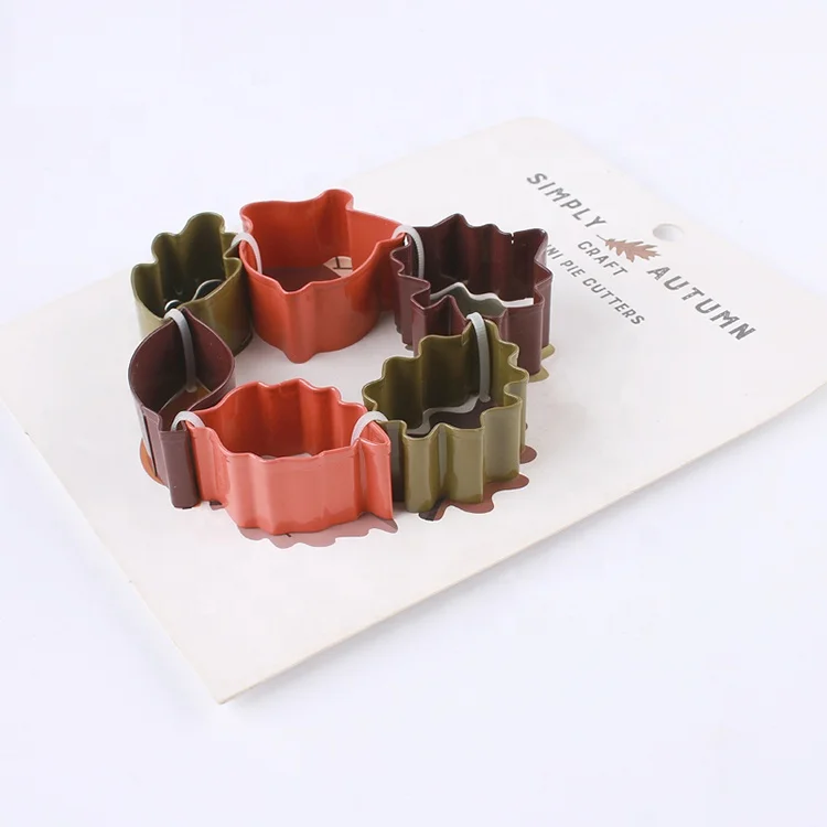 Stainless Steel Leaf Cookie Cutters 6-Piece Set With Colour Coated For Fall Thanksgiving